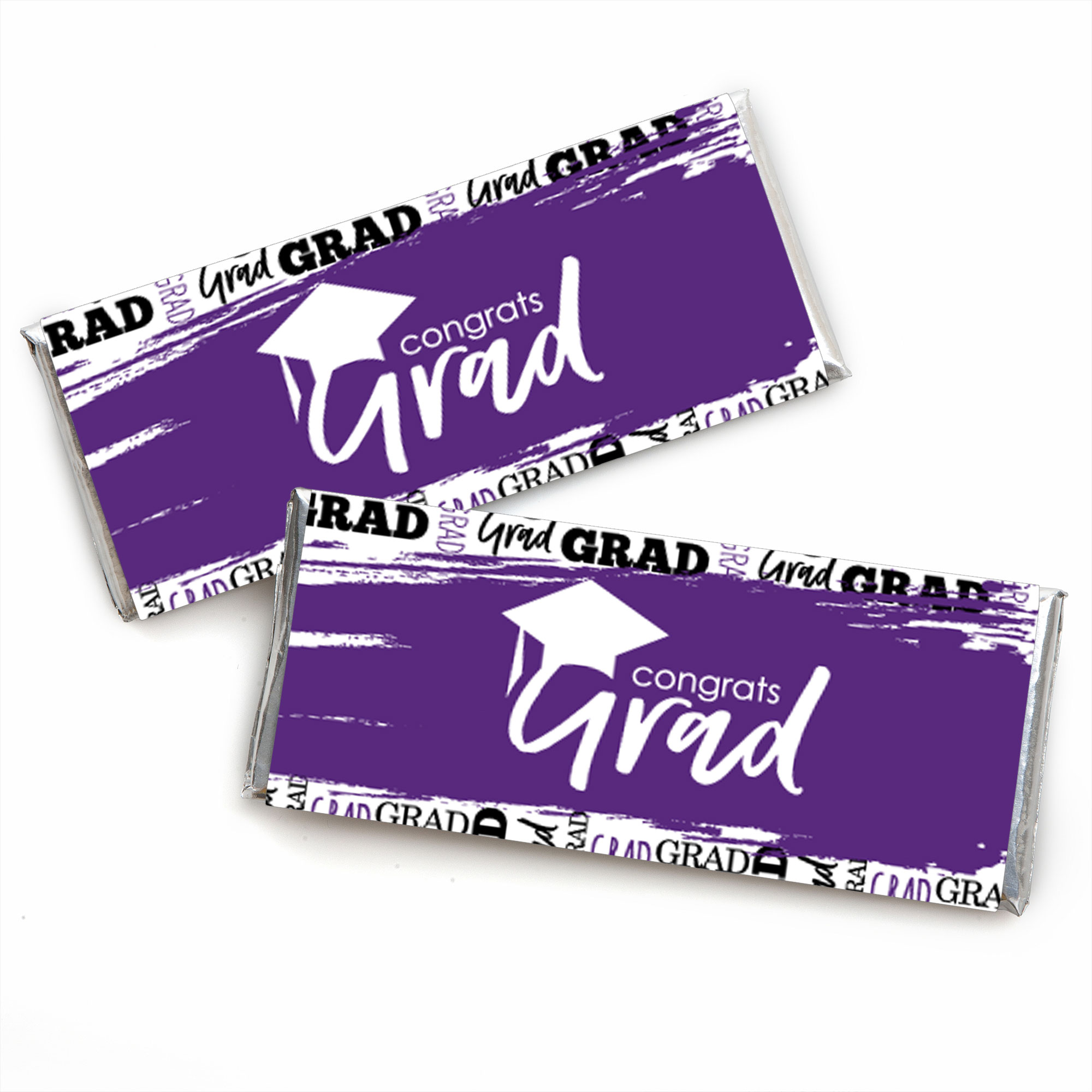 Big Dot of Happiness Purple Grad - Best is Yet to Come - Candy Bar Wrapper Purple Graduation Party Favors - Set of 24